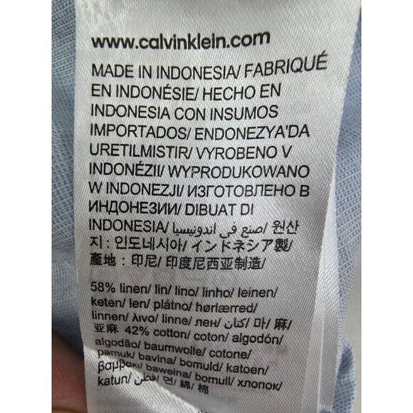 Calvin Klein Size XL Mens Powder Blue Linen Blend Embroidered Pocket Logo NWT - Picture 8 of 11